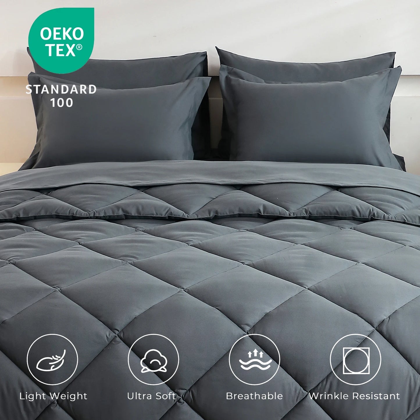 easYum 7 Piece Bedding Set Comforter Flat Sheet Fitted Pillowcases