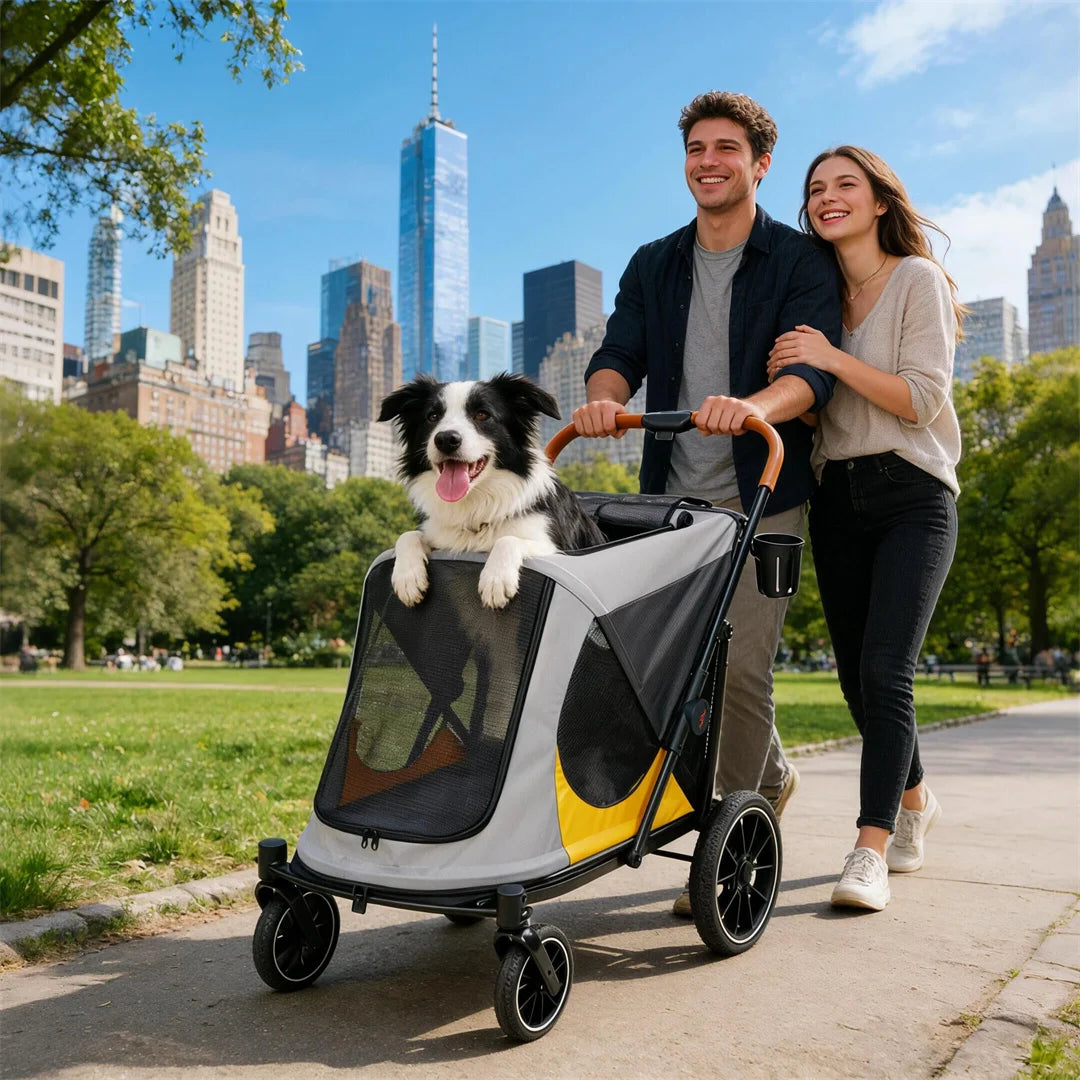 Portable Large Dog Stroller With One Click Folding And Storage