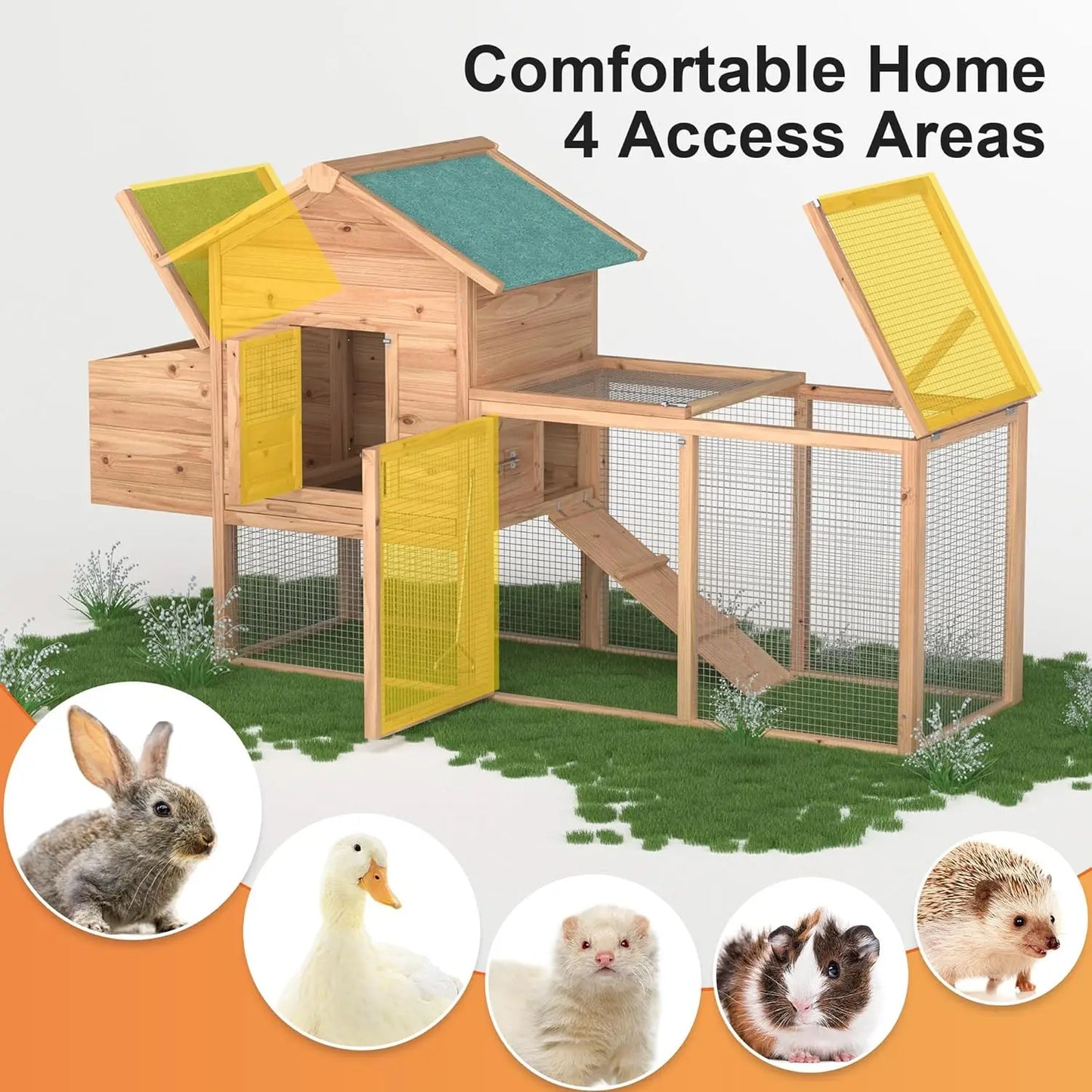 Outdoor Chicken Coop For 2-4 Chickens Wooden Hen House Hutch