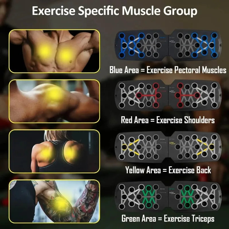 Foldable Push Up Board With Resistance Bands For Strength Training