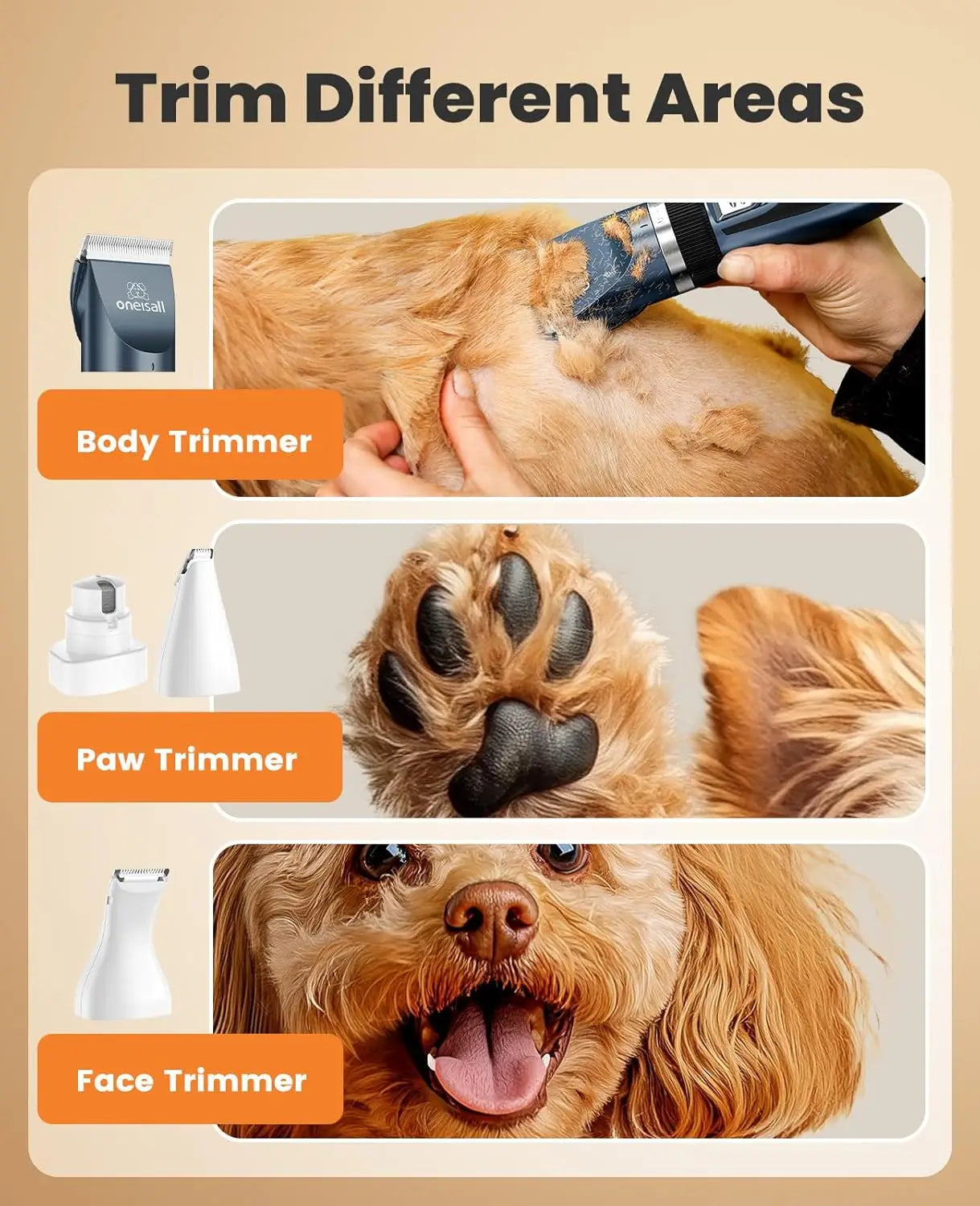 2 In 1 Low Noise Cordless Pet Grooming Clipper Kit