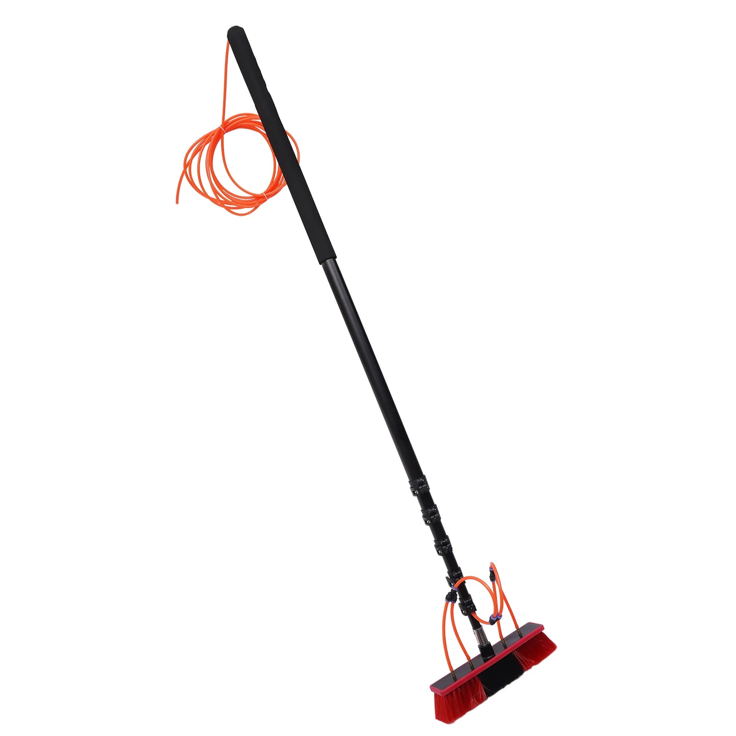24ft Water Fed Pole Kit Aluminum Alloy Water Fed Brush Washing Tool with Hose for Window Glass Solar Panel Car Cleaing