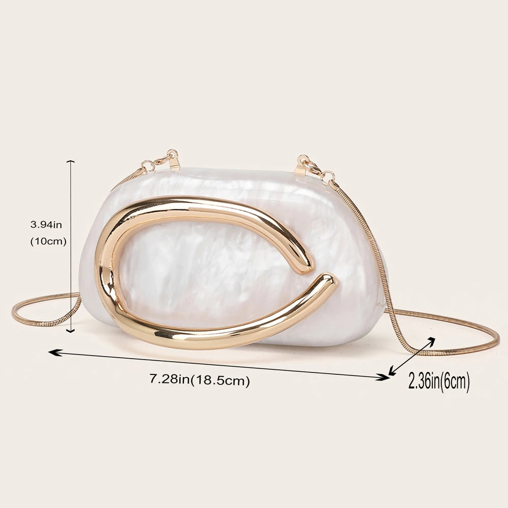YYW Box Bag Metal Details Crossbody Evening Handbag