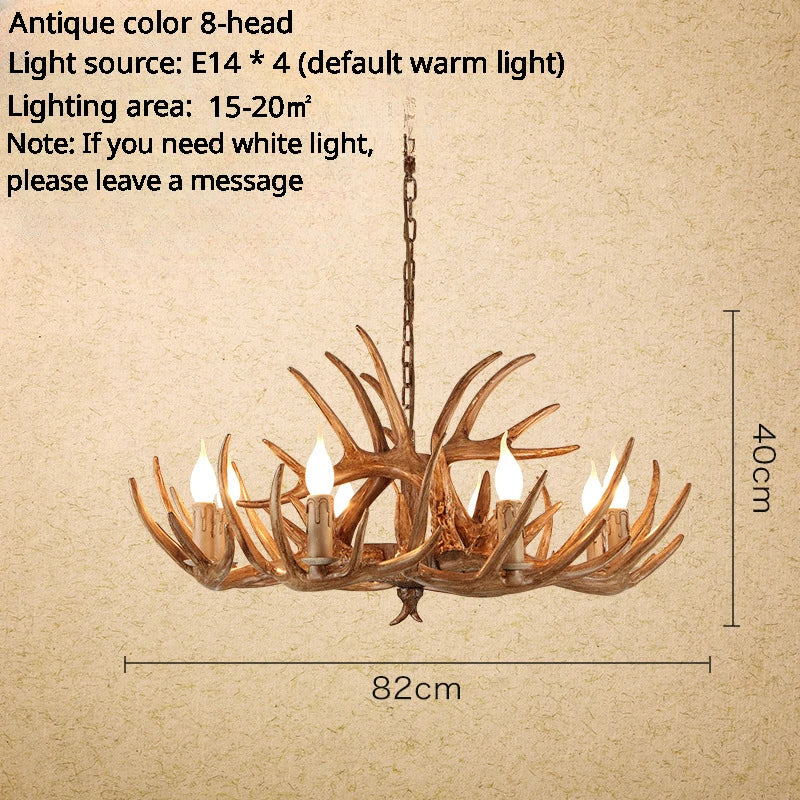 American Retro Deer Antlers With Lampshades Indoor Home Lighting