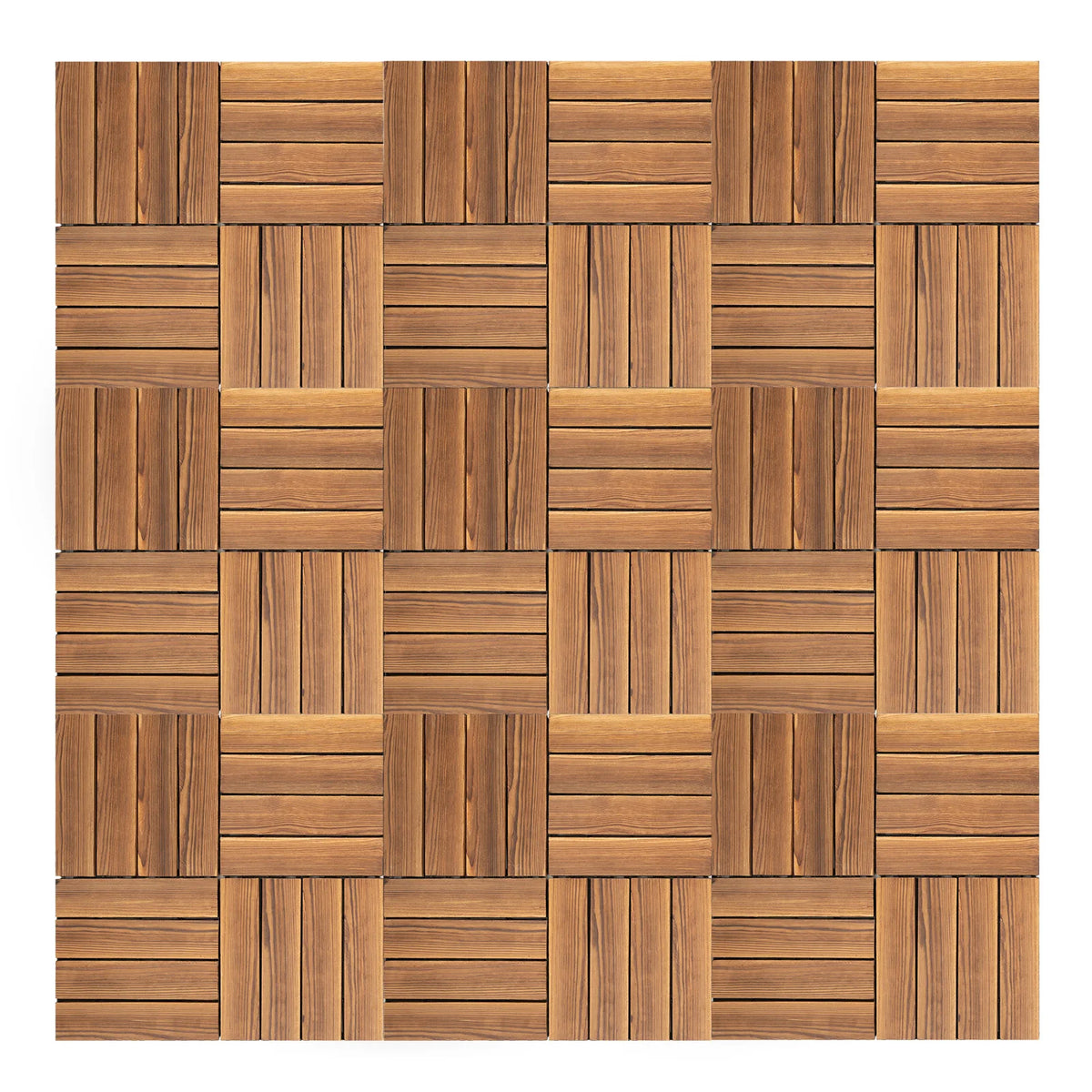 Bymaocar Interlocking Solid Larch Wood Deck Tiles for Outdoor Patio