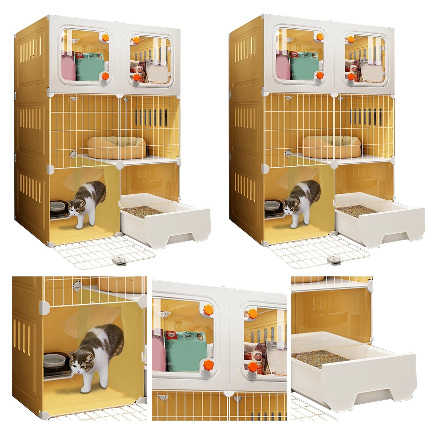 Indoor Cat Cage With Bed DIY Metal Wire Kennel