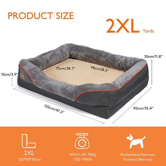 Borwart Orthopedic Memory Foam Dog Bed With Removable Cover