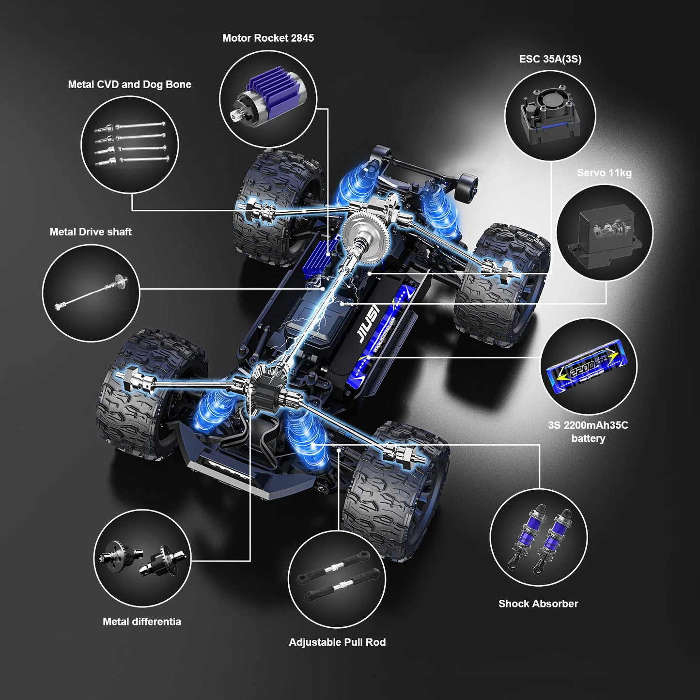 NONECE PT14R Brushless RC Truck 4x4 Remote Control 50MPH