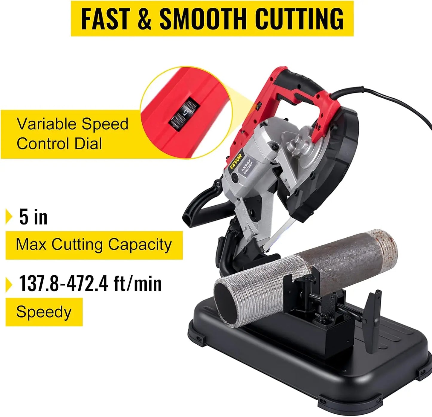 Portable Band Saw For Metal And Wood 110V 10A Motor