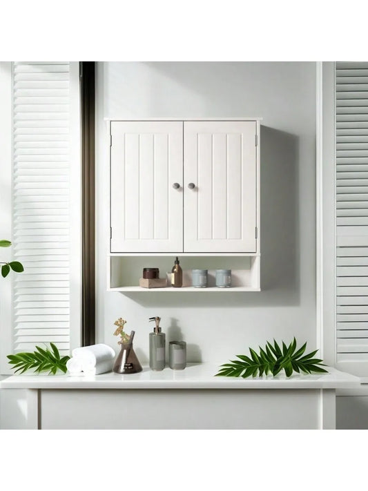 Wood Over Toilet Bathroom Cabinet Storage With 2 Doors And Adjustable Shelves