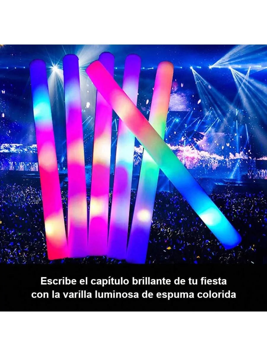 Foam Glow Sticks Vibrant Electric Multicolor RGB 30/100 Pcs LED Light Up Foam Batons With 3 Flashing Modes For Weddings Dances Concerts Birthday Halloween Christmas Party Supplies Party Favors Nightclub Rave Props Accessories