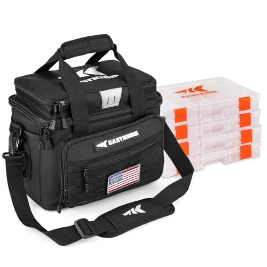 Karryall Fishing Tackle Bags with 4 * 3600 Tackle Trays - Saltwater and Freshwater Fishing Gear Storage