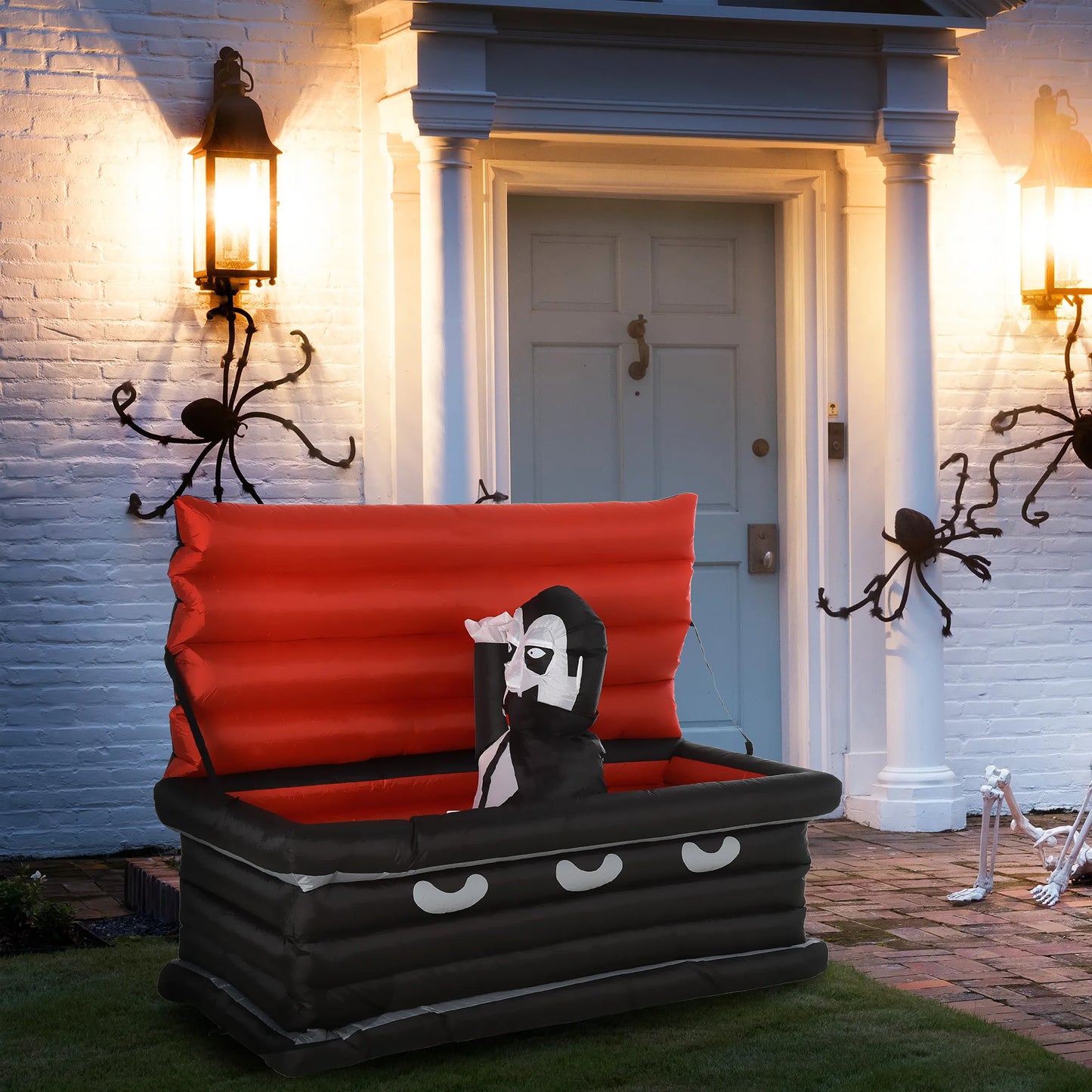 70.75"W Inflatable Halloween Vampire Coffin Anchored Outdoor Display W/ Led
