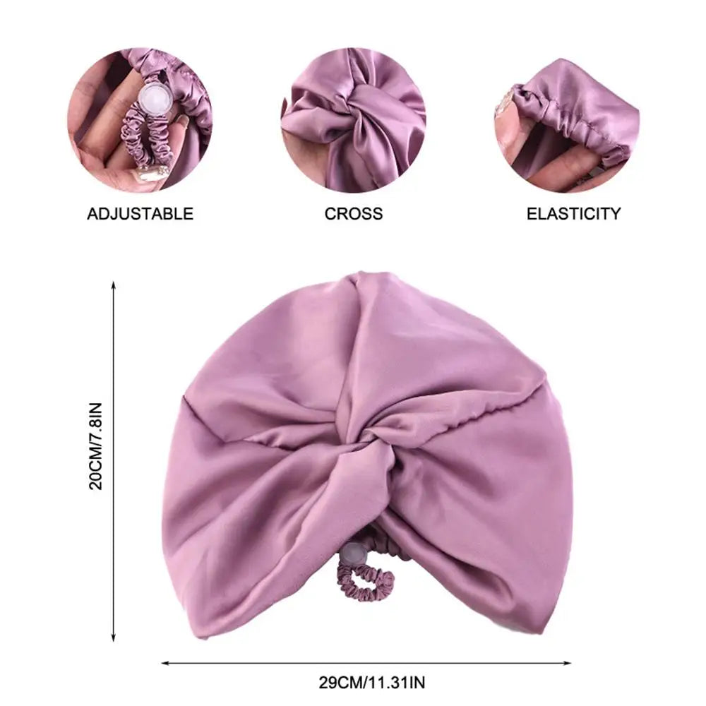Silk Turban Bonnet For Women Satin Sleep Headwrap Hair