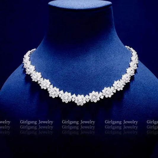 925 Sterling Silver 18K Gold Full Sky Star Necklace with Moissanite, a fashionable gift for mom, suitable for birthdays, wedding