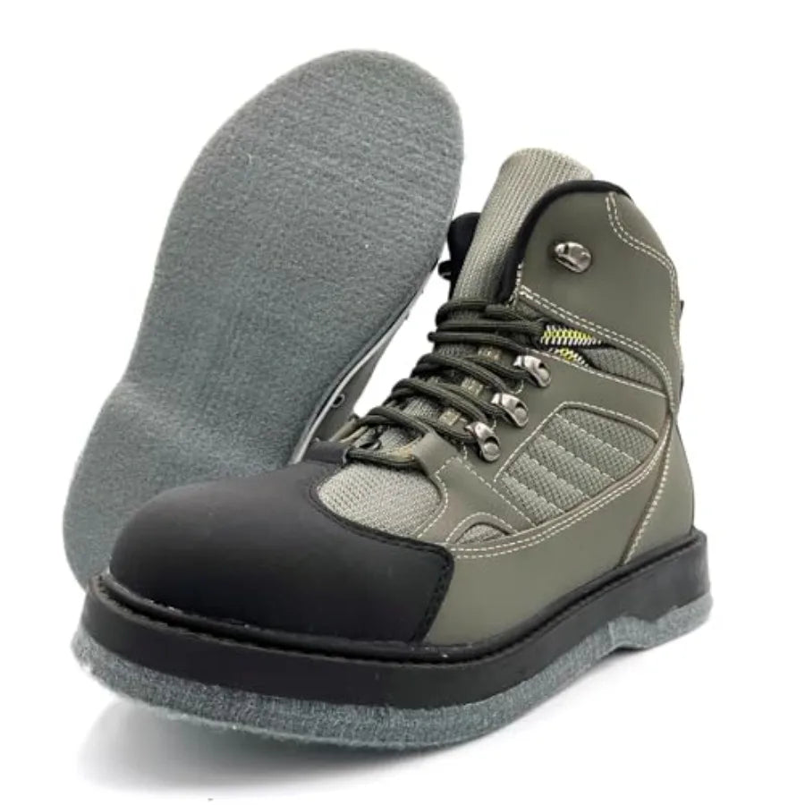 Pro Fishing Wading Boots for Men: Felt Bottom, Brown, Strong Grips Rustfree Eyelets for Fly Fishing