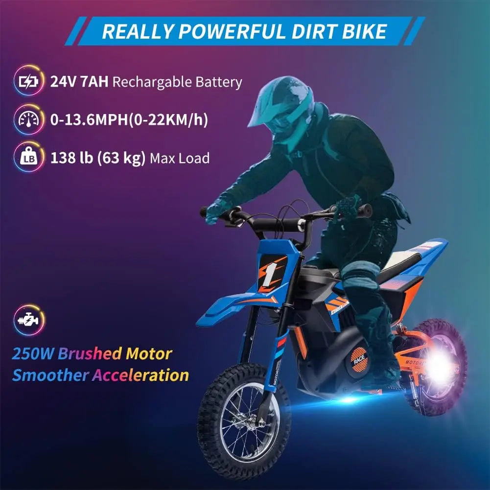 HiMISS 24V 250W Electric Dirt Bike For Kids With Suspension