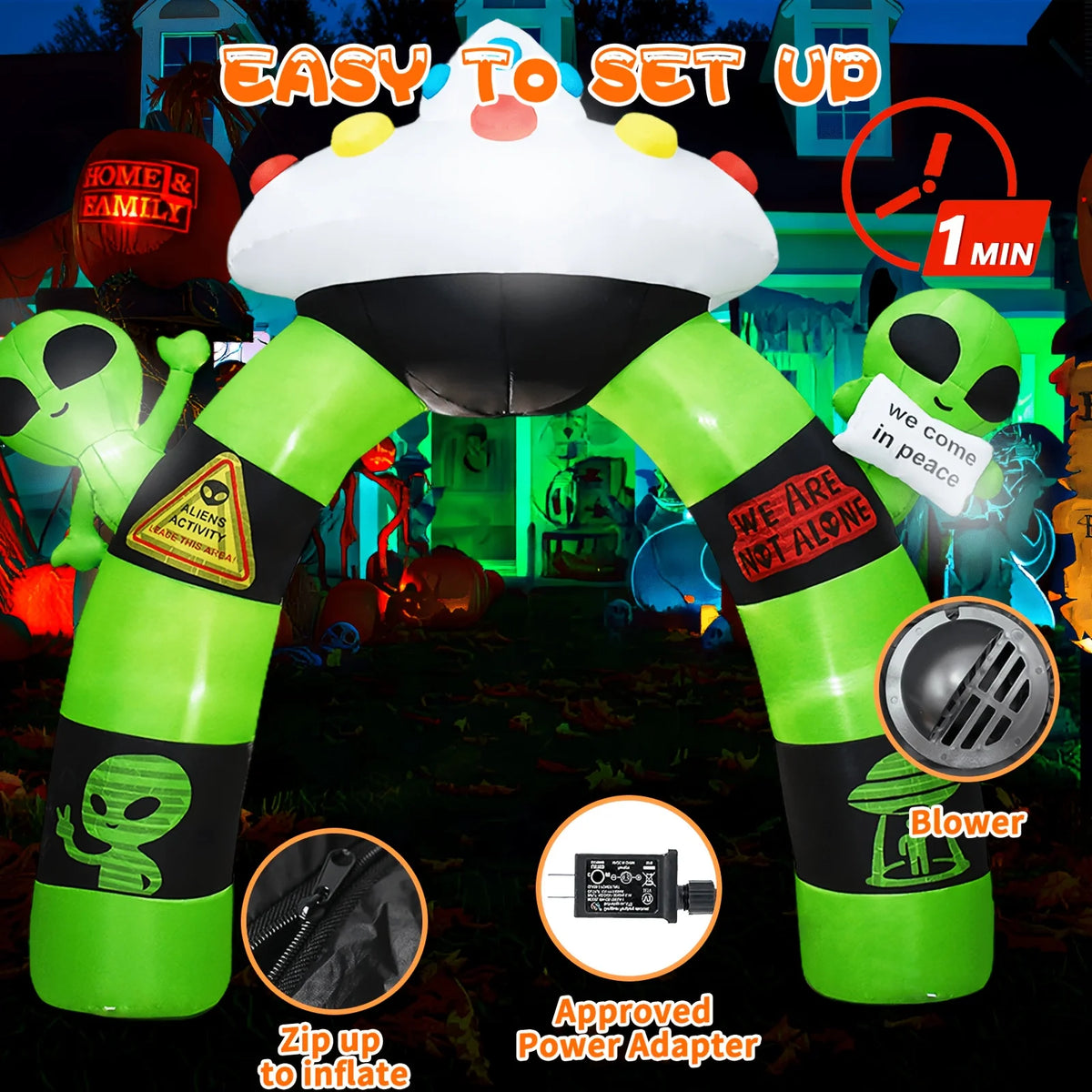 Halloween Inflatable Alien Archway With Built In LED Lights Outdoor