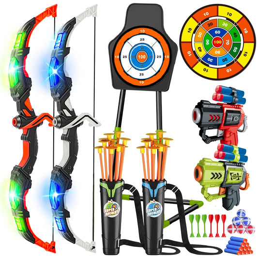 VATOS 2X Bow Arrow Guns Toy Set For Kids ArcheryGame