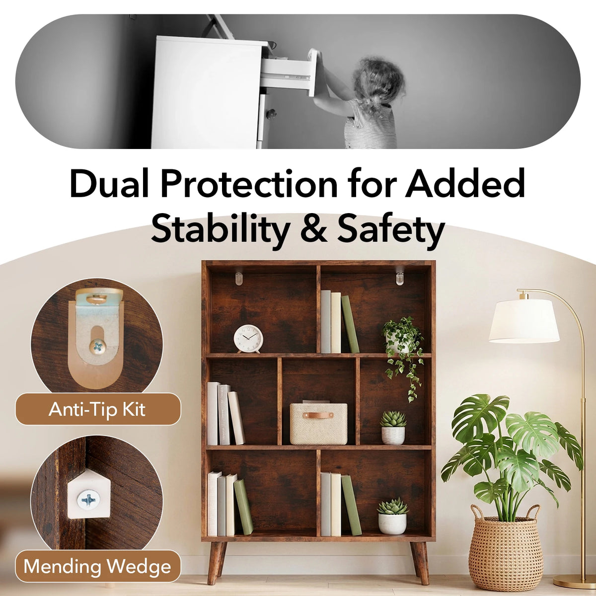 Sturdy Wooden Bookcase With Multiple Shelves For Home Storage