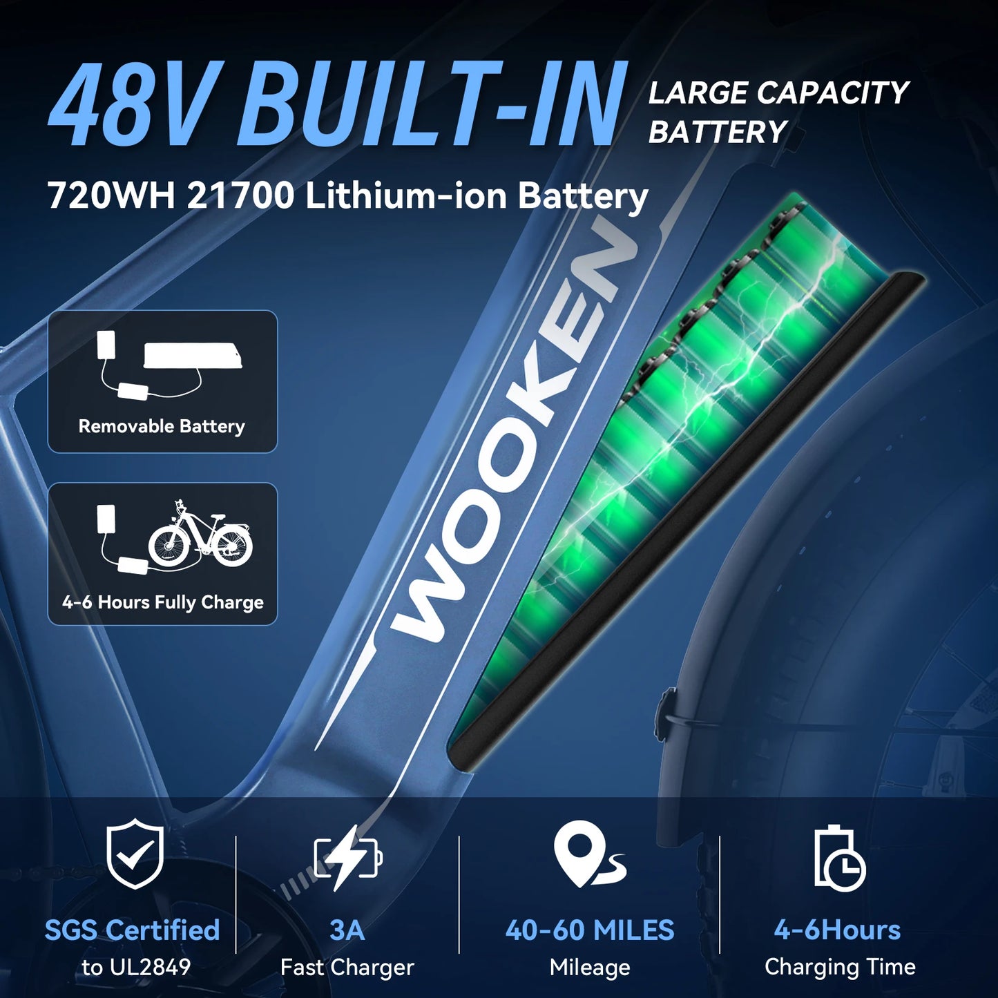 AMAK Electric Bike With 1500W Peak Motor And 48V Battery