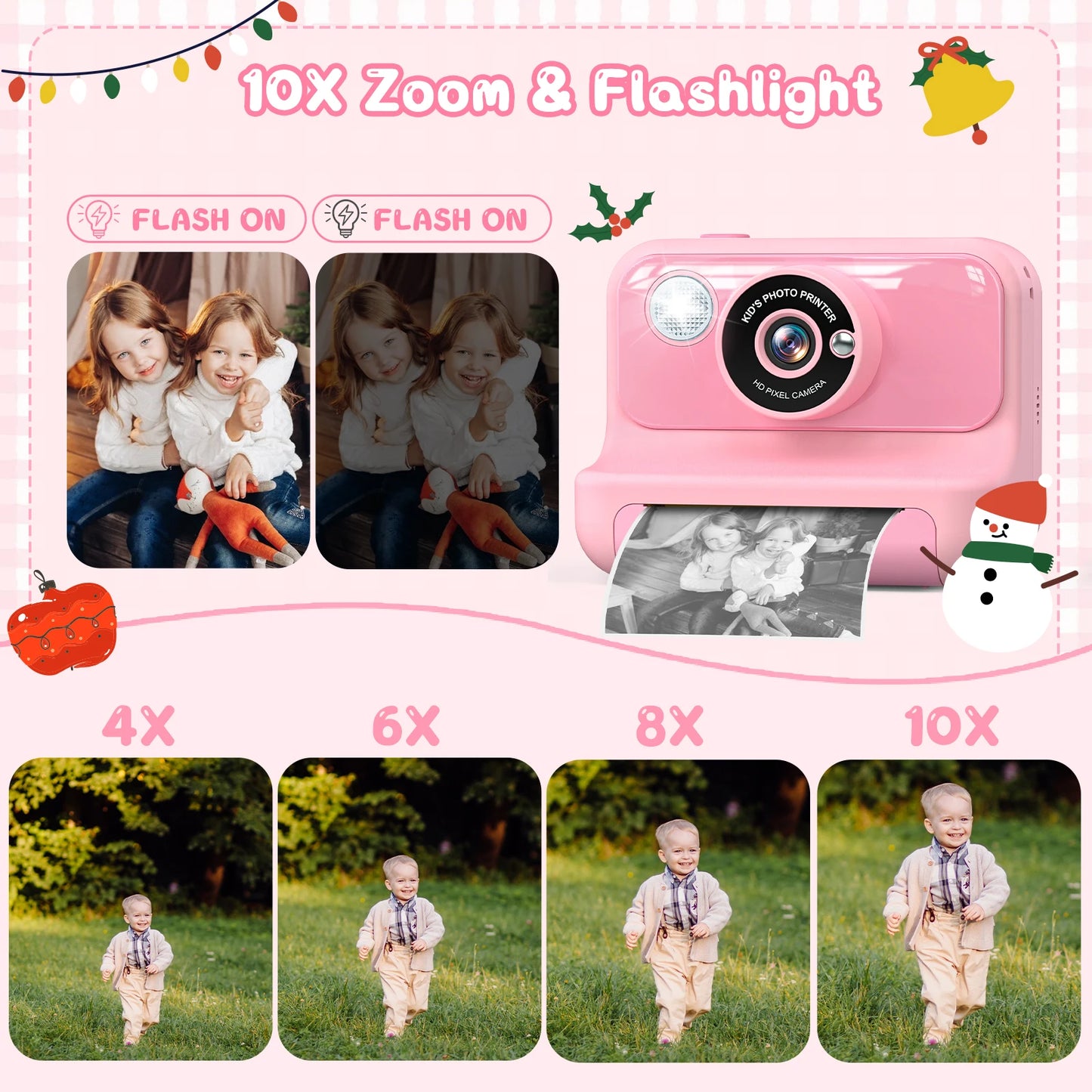 Gofunly Kids Instant Print Camera 1080P Mini Digital Toy