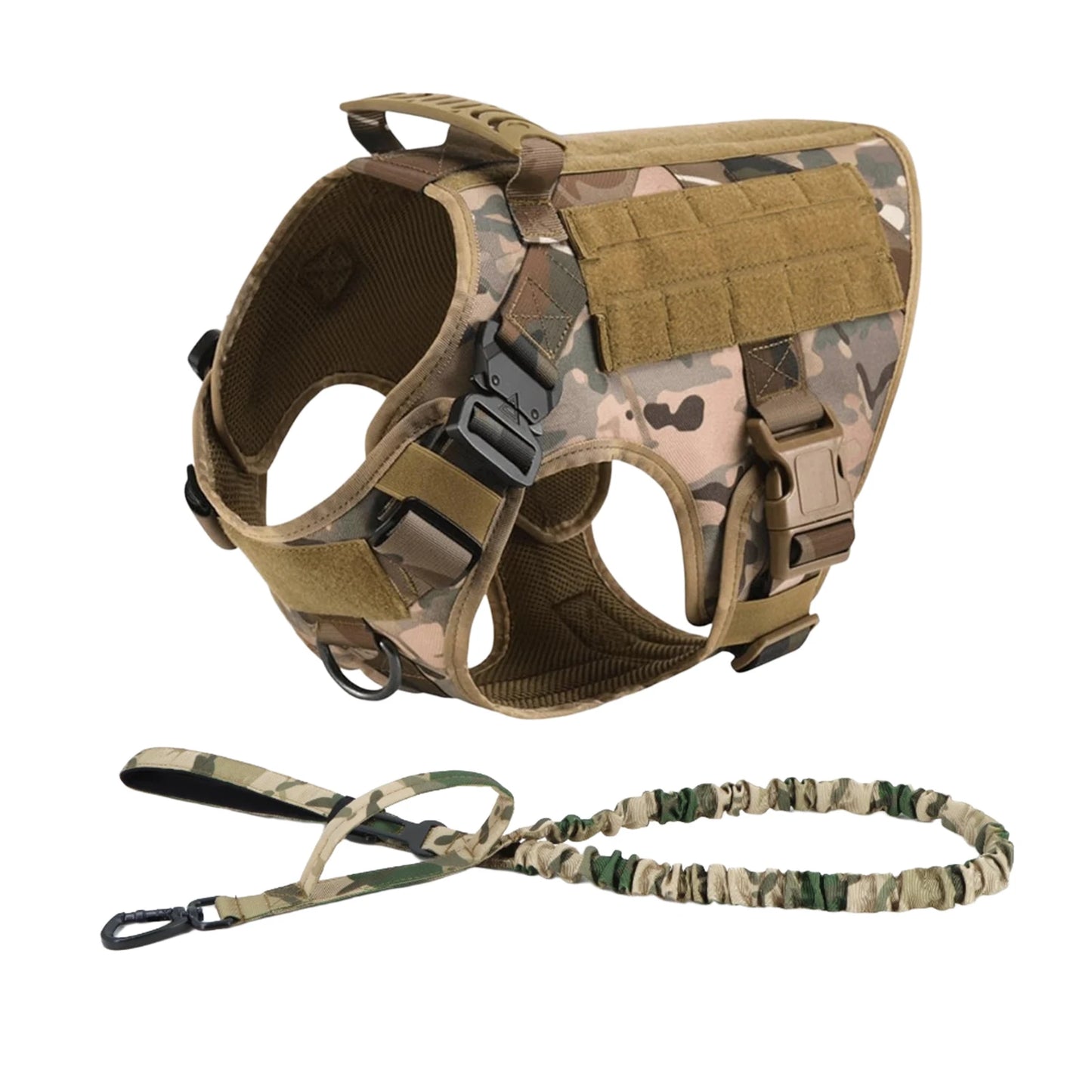 PETRAVELCN Tactical Dog Harness Molle Pouches Leash Vest Training