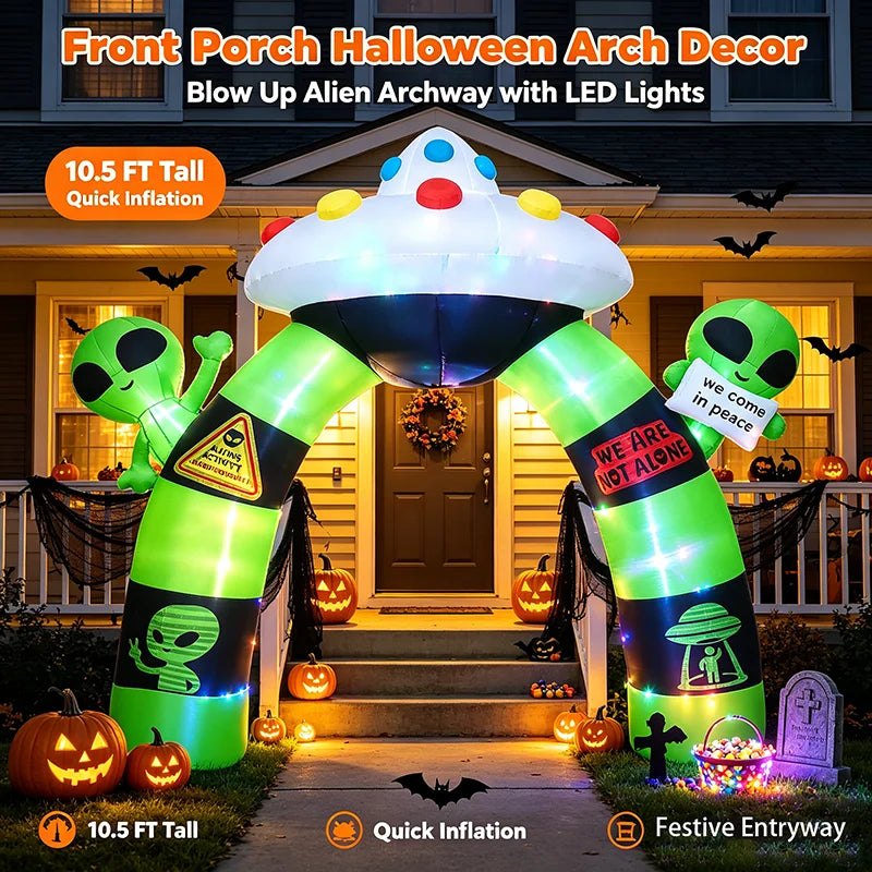 Halloween Inflatable Alien Archway With Built In LED Lights Outdoor