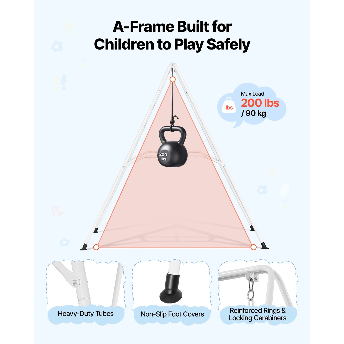 SucceBuy 2-In-1 Toddler Swing&Jumper Soft Foldable A-Frame Metal Stand Heavy Duty Thick Ropes Easy Install Store Indoor/Outdoor