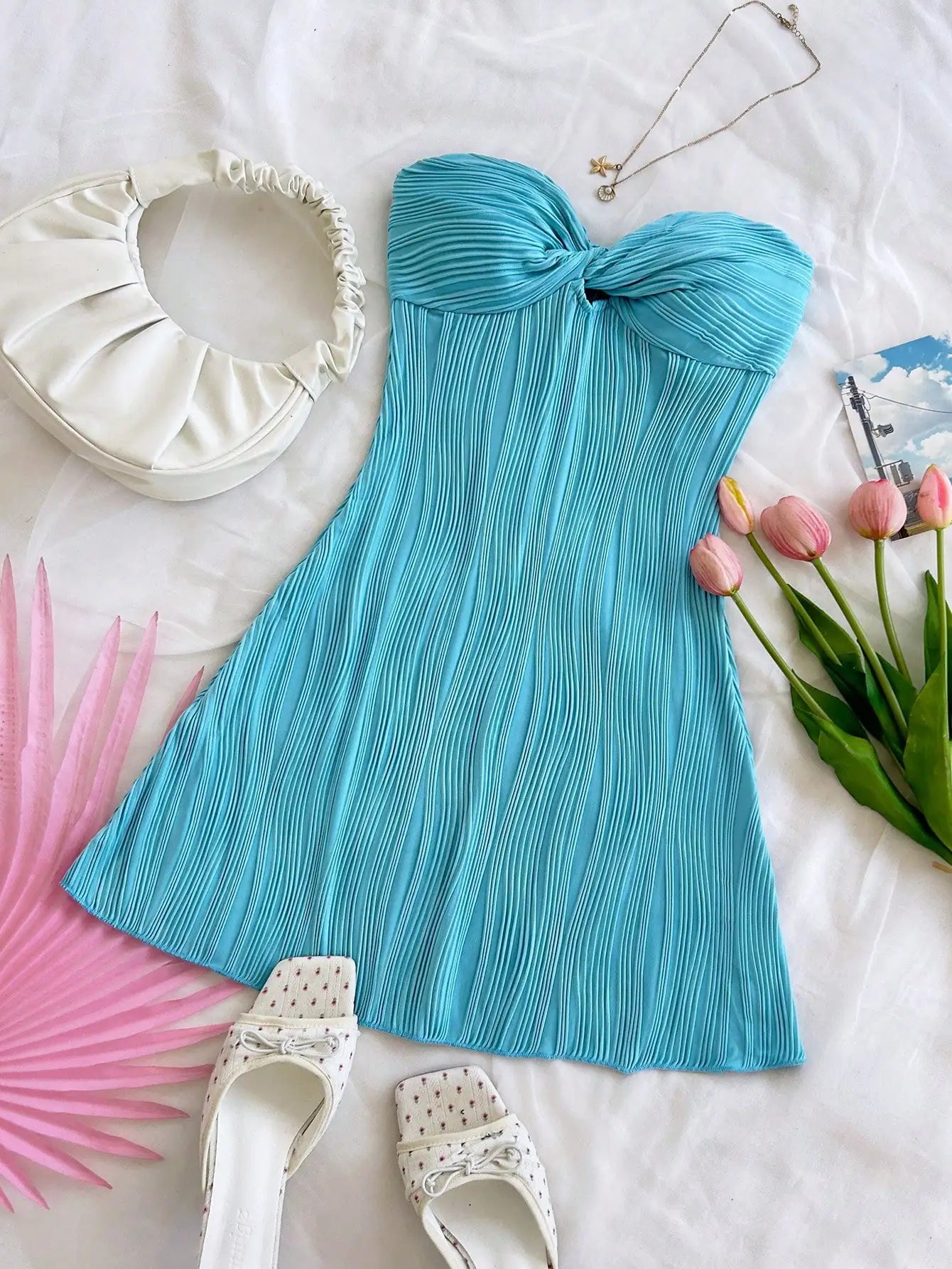Strapless Twist Knot A-Line Dress For Summer Vacation