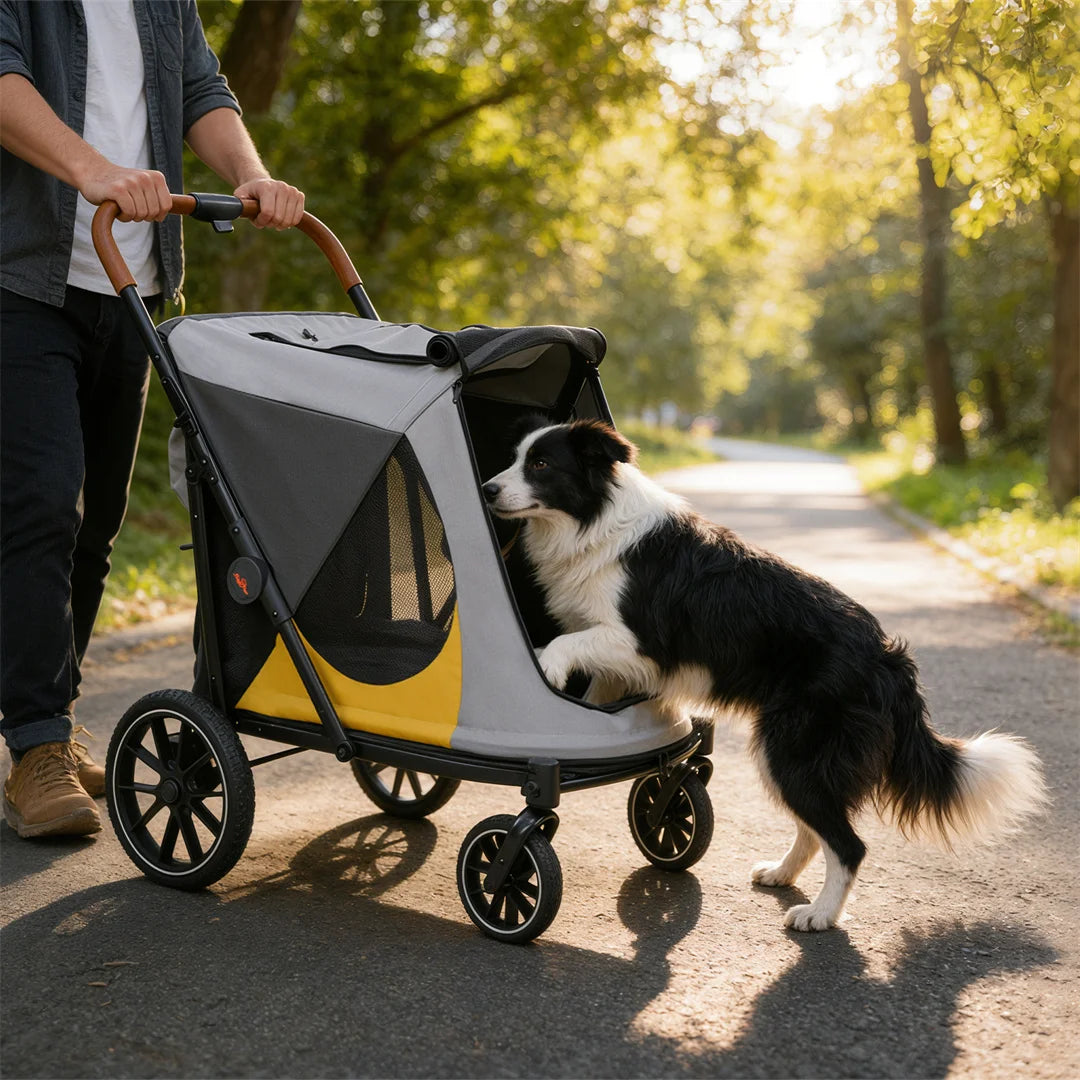 Portable Large Dog Stroller With One Click Folding And Storage