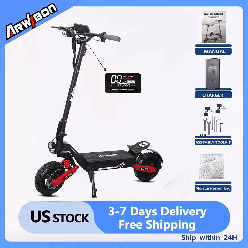 Arwibon Foldable Electric Scooter With 1200W Motor And Off Road Tires