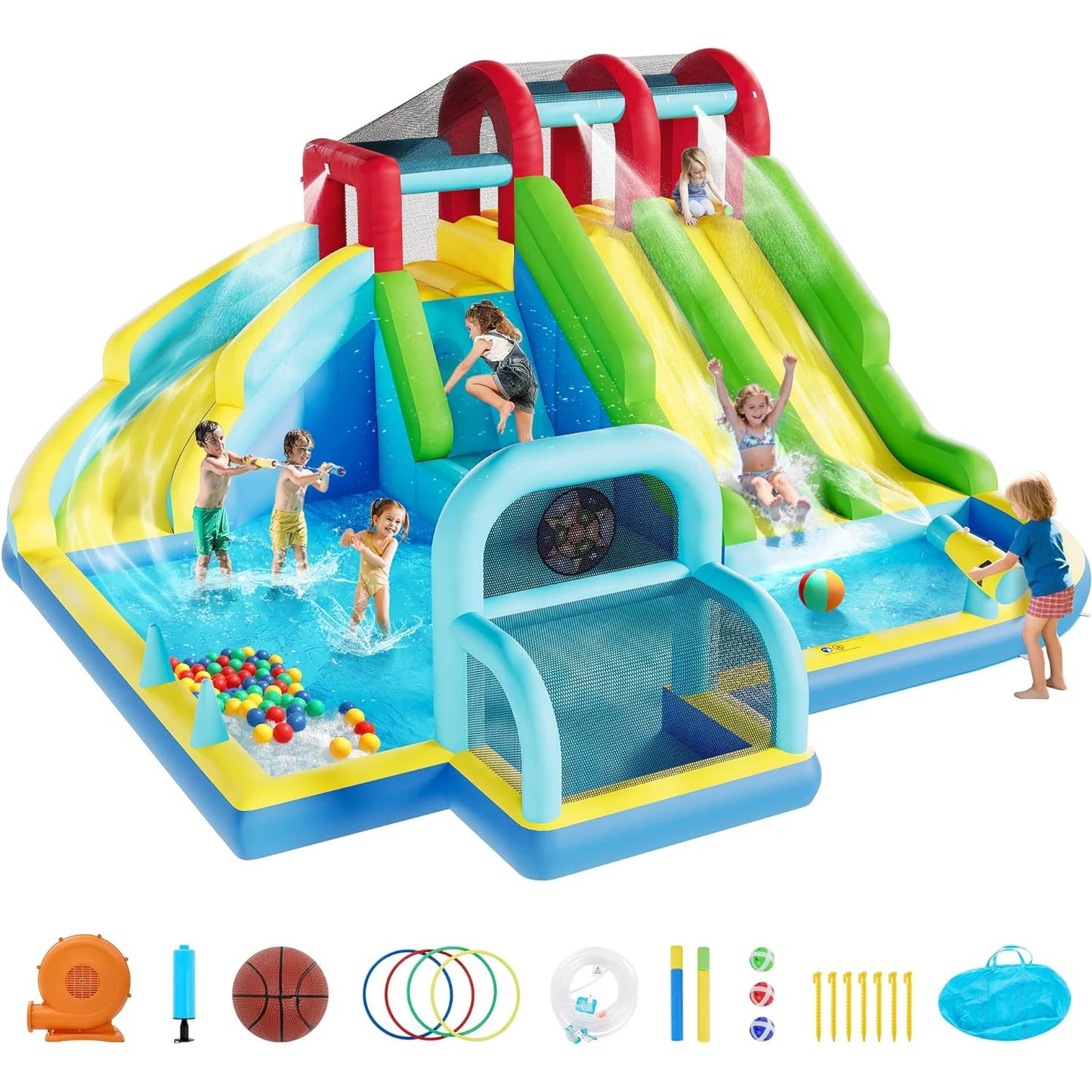 HiMISS Inflatable Bounce House Oxford Fabric Bouncy Castle With Blower