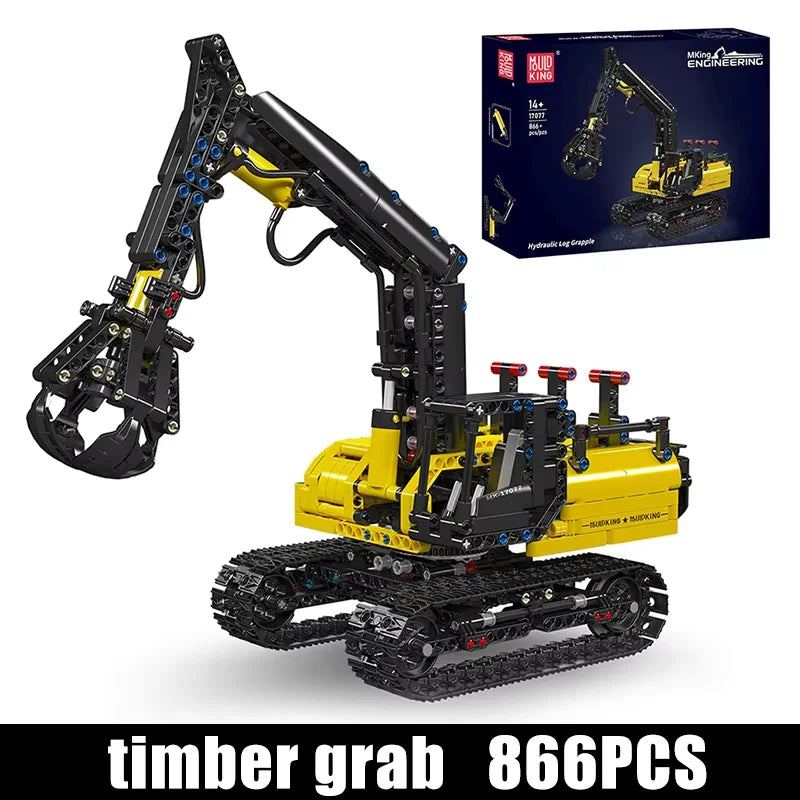 Mould King 17077 Hydraulic Log Grapple Engineering Truck Brick Set