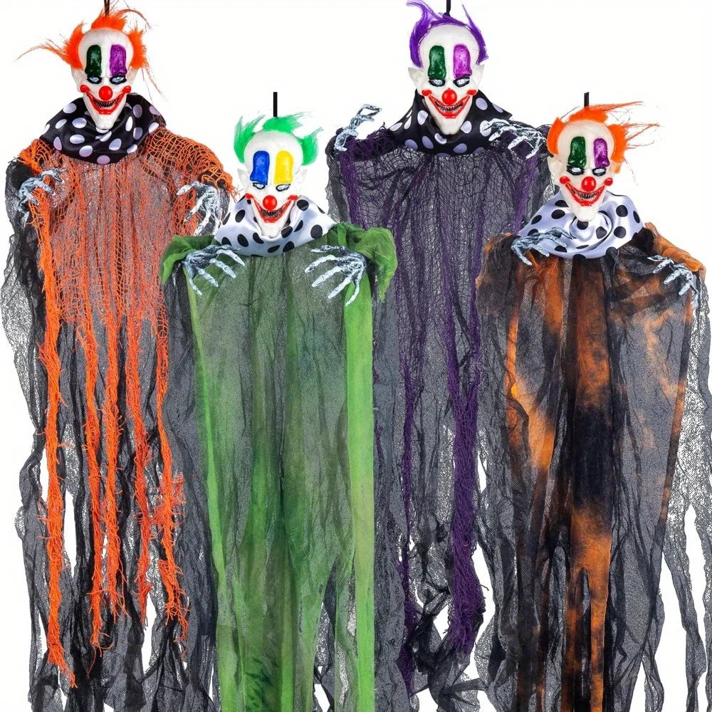 29 inch Tall Hanging Clown Halloween Decorations Outdoor Props Front Porch Party Supplies Garden Yard Lawn Scary Horror