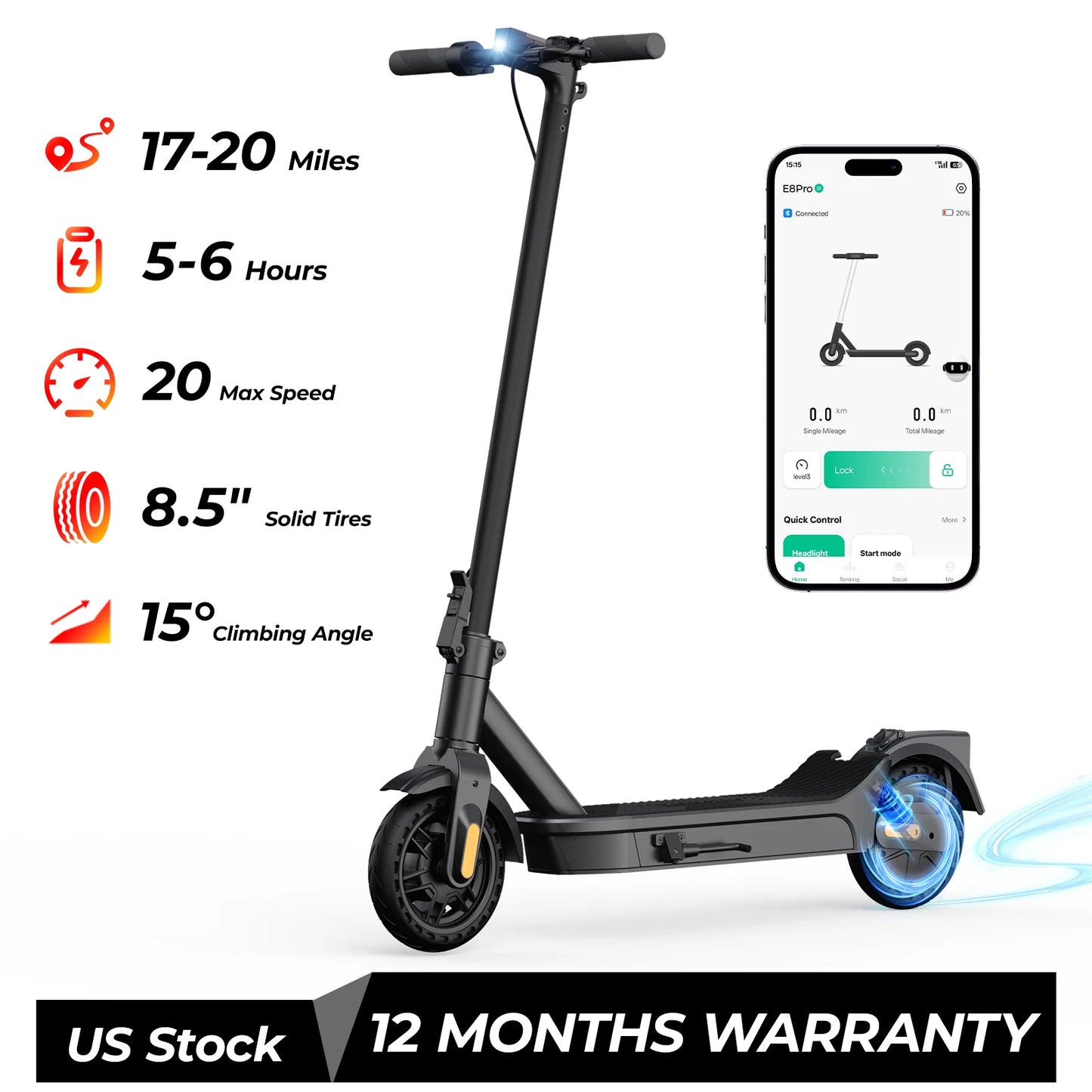 High Speed Foldable Electric Scooter 500W With App Control