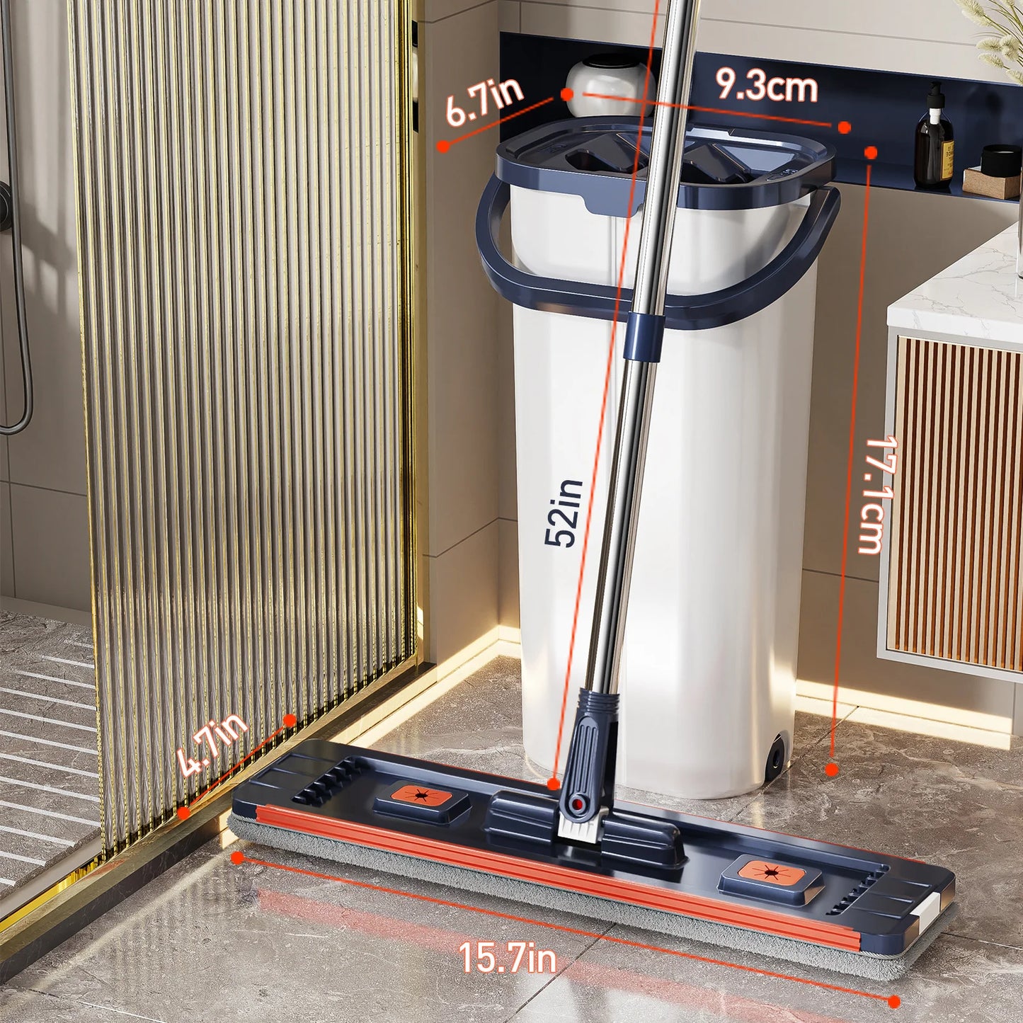 Floor Cleaning Mop With Separate Clean And Dirty Water Bucket