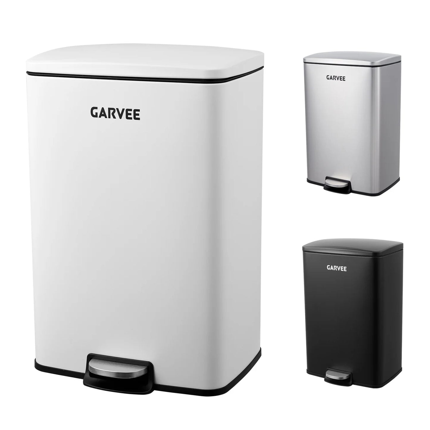 HiMISS Stainless Steel Step On Trash Can With Soft Close