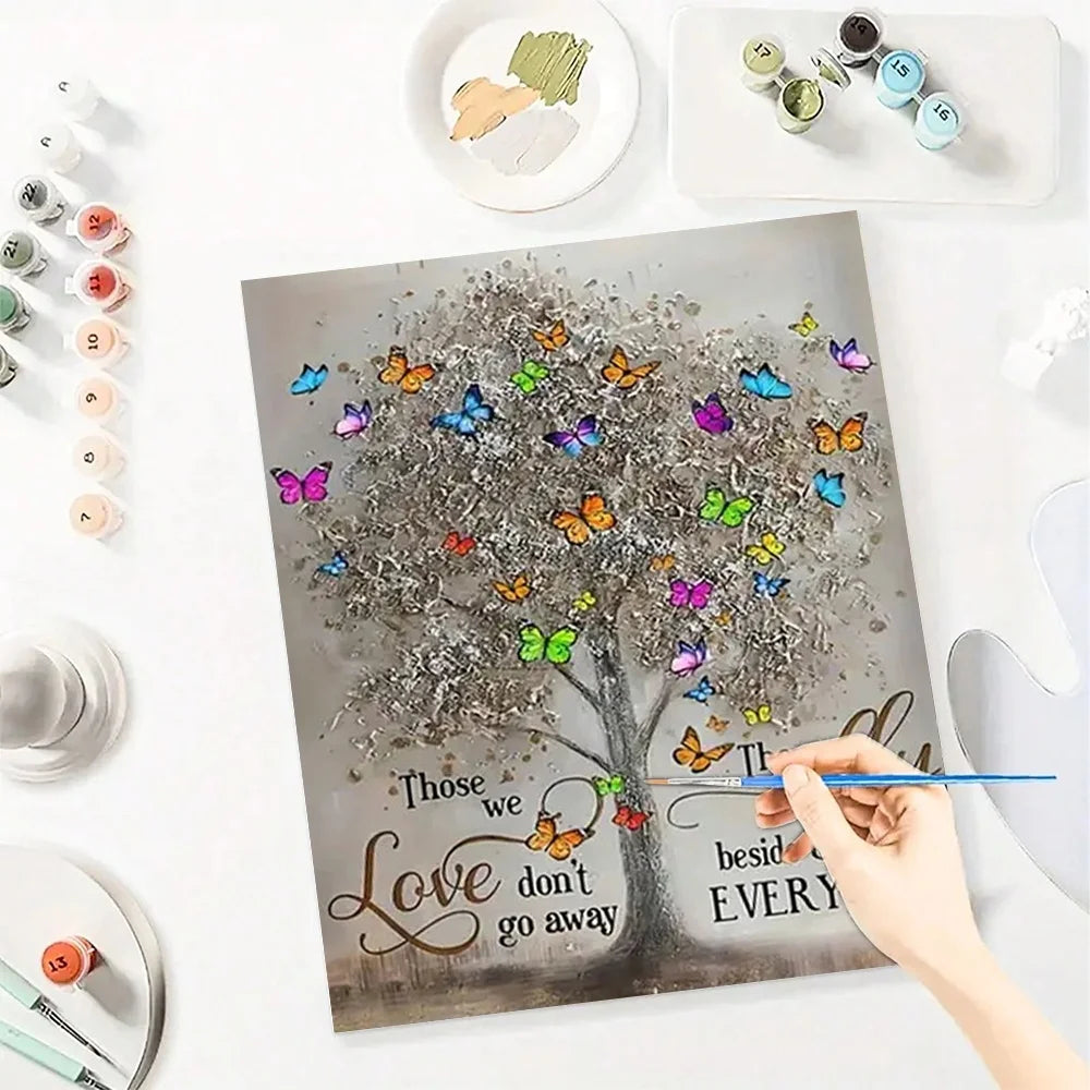 Tree Diy Art Paint By Numbers For Adult Butterfly Craft Kit HandPainted On Canvas Valentines Gift Home Decor
