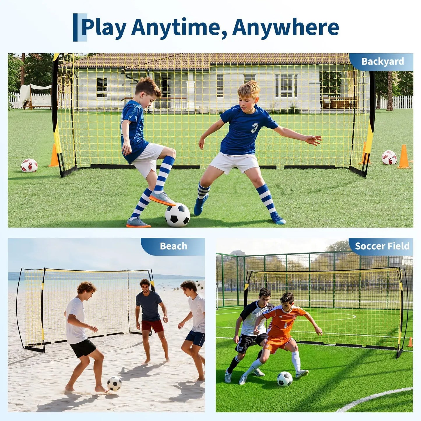 Himiss 12x6ft Heavy Duty Foldable Portable Soccer Goal Net