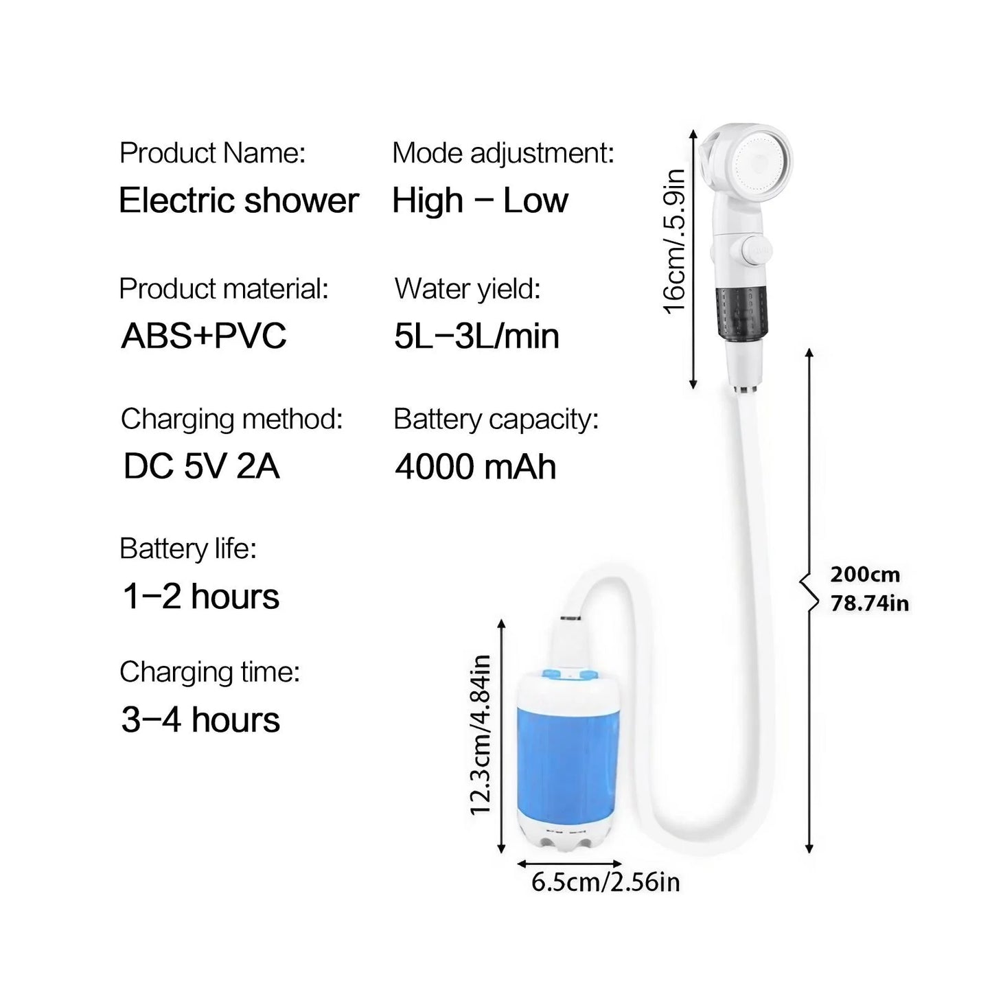 Portable Rechargeable Handheld Shower Sprayer For Pets And Gardens