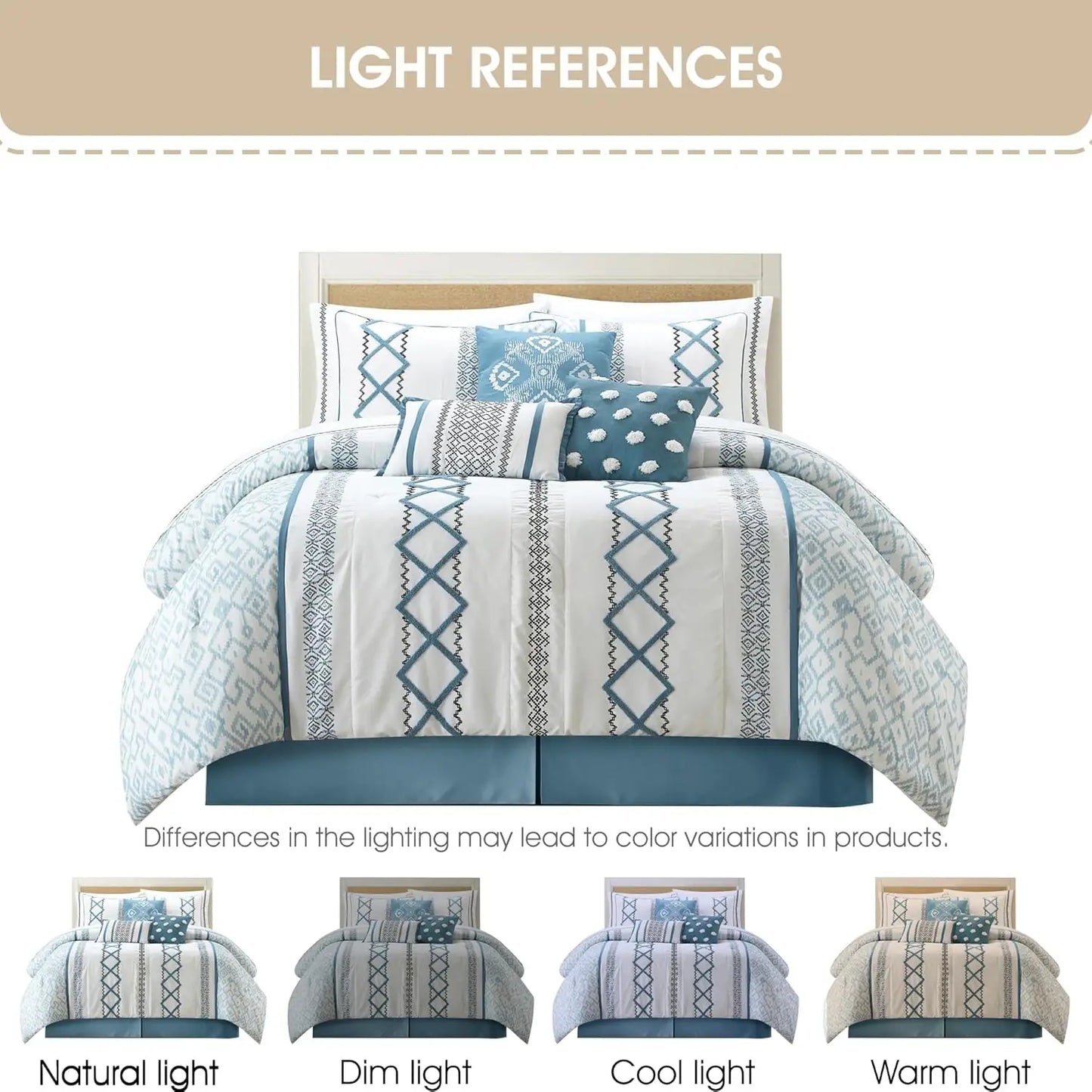 All Season Embroidered Comforter Set With Curtains And Sheet Set