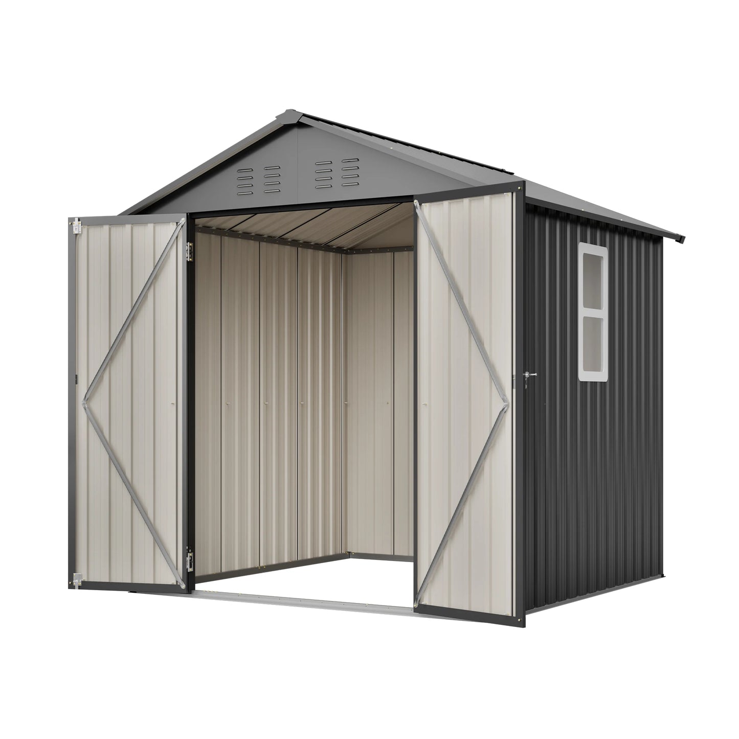 Gihauvia Metal Outdoor Utility Storage Shed With Secure Lockable Doors