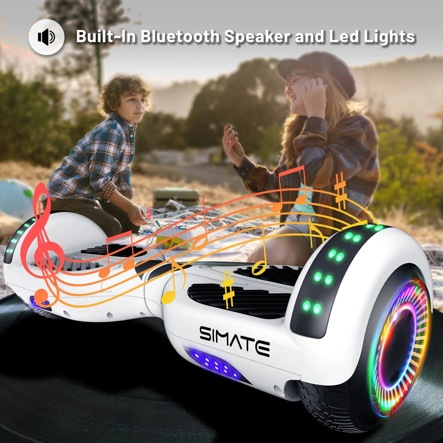 Simate 6.5 Inch Self Balancing Hoverboard With Bluetooth