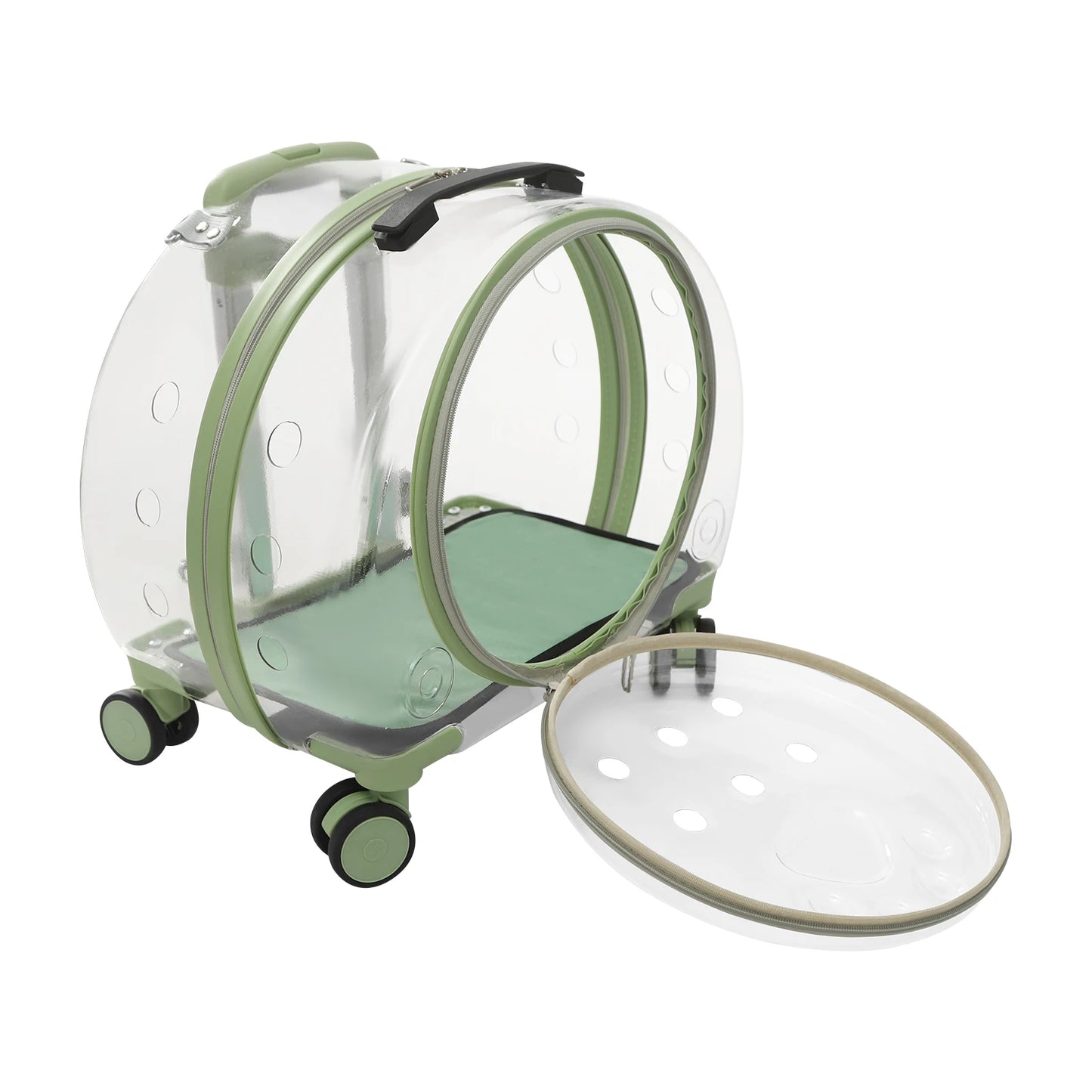 Rolling Cat Carrier With Wheels Telescopic Handle For Travel