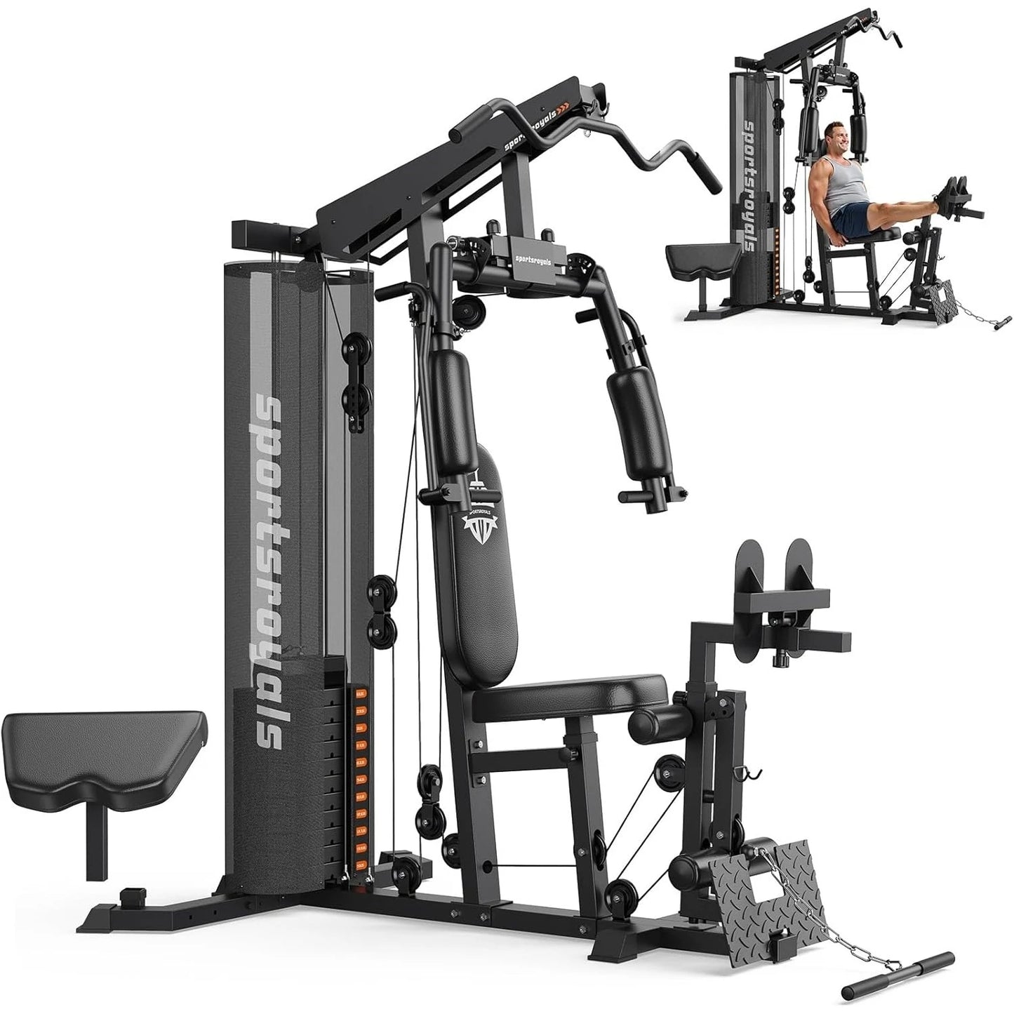 FED Fitness Full Body Home Gym With 150 Lbs Weight Stack Pulley System