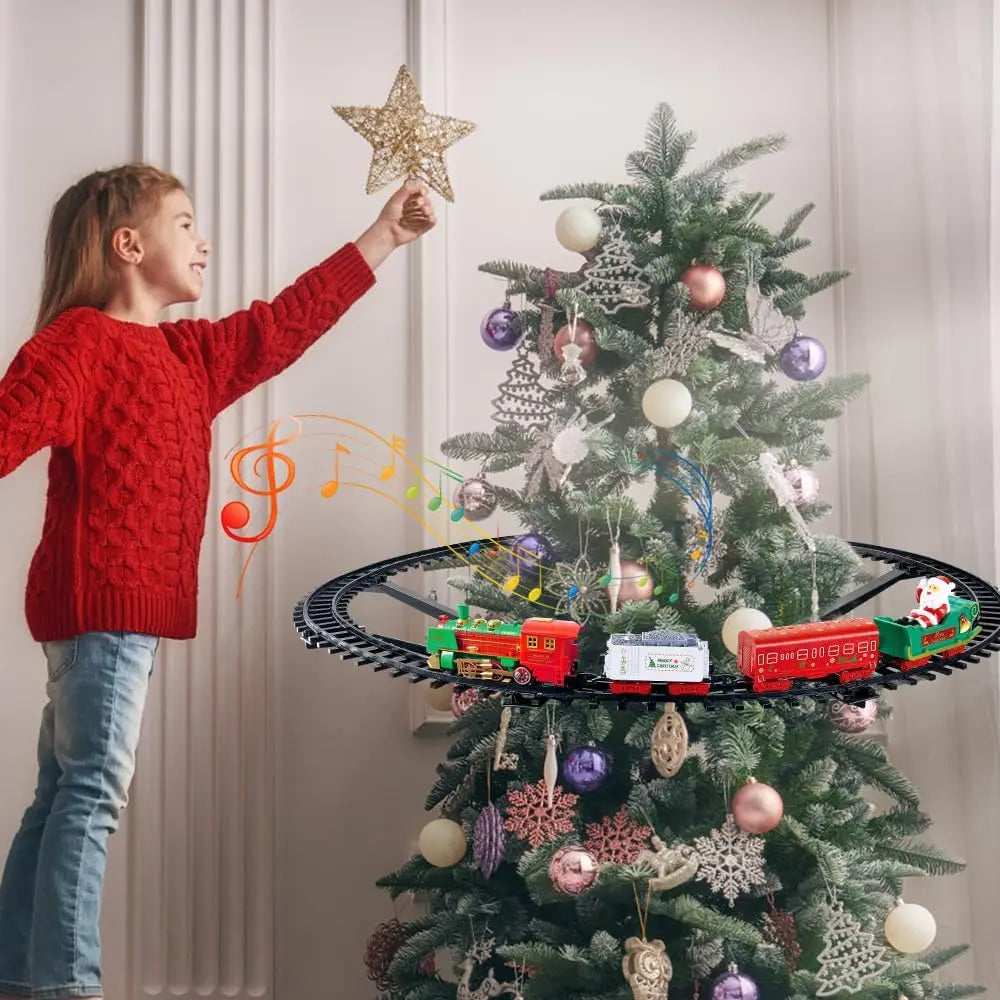 VATOS Hanging Christmas Train Set With Lights And Music