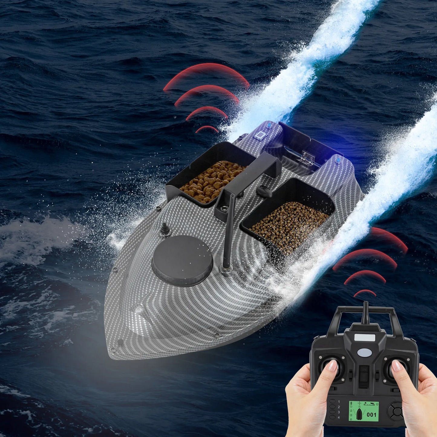 Rechargeable GPS Fishing Bait Boat With Two Batteries Remote Control