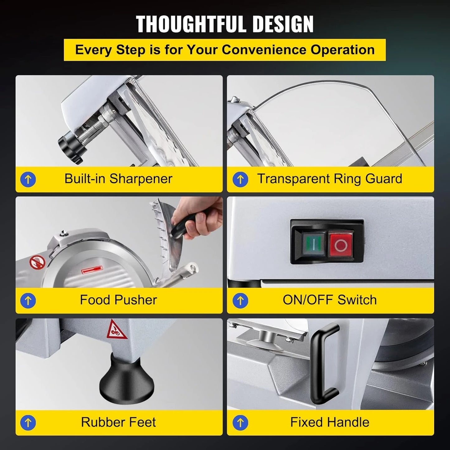 Commercial Meat Slicer Electric 240W Premium Chromium Plated Steel