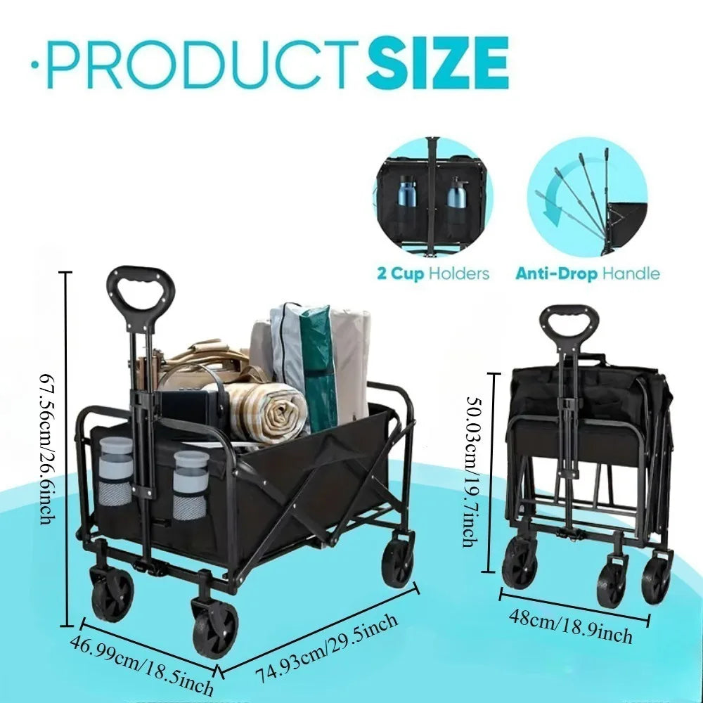 Wagon Cart Foldable Heavy Duty Utility Cart for Groceries, Sports, Gardening, Shopping portable folding cart foldable cat